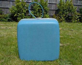MCM 1960s Samsonite Suitcase Silhouette Small  Blue Hard Sides Carry Strap & Key
