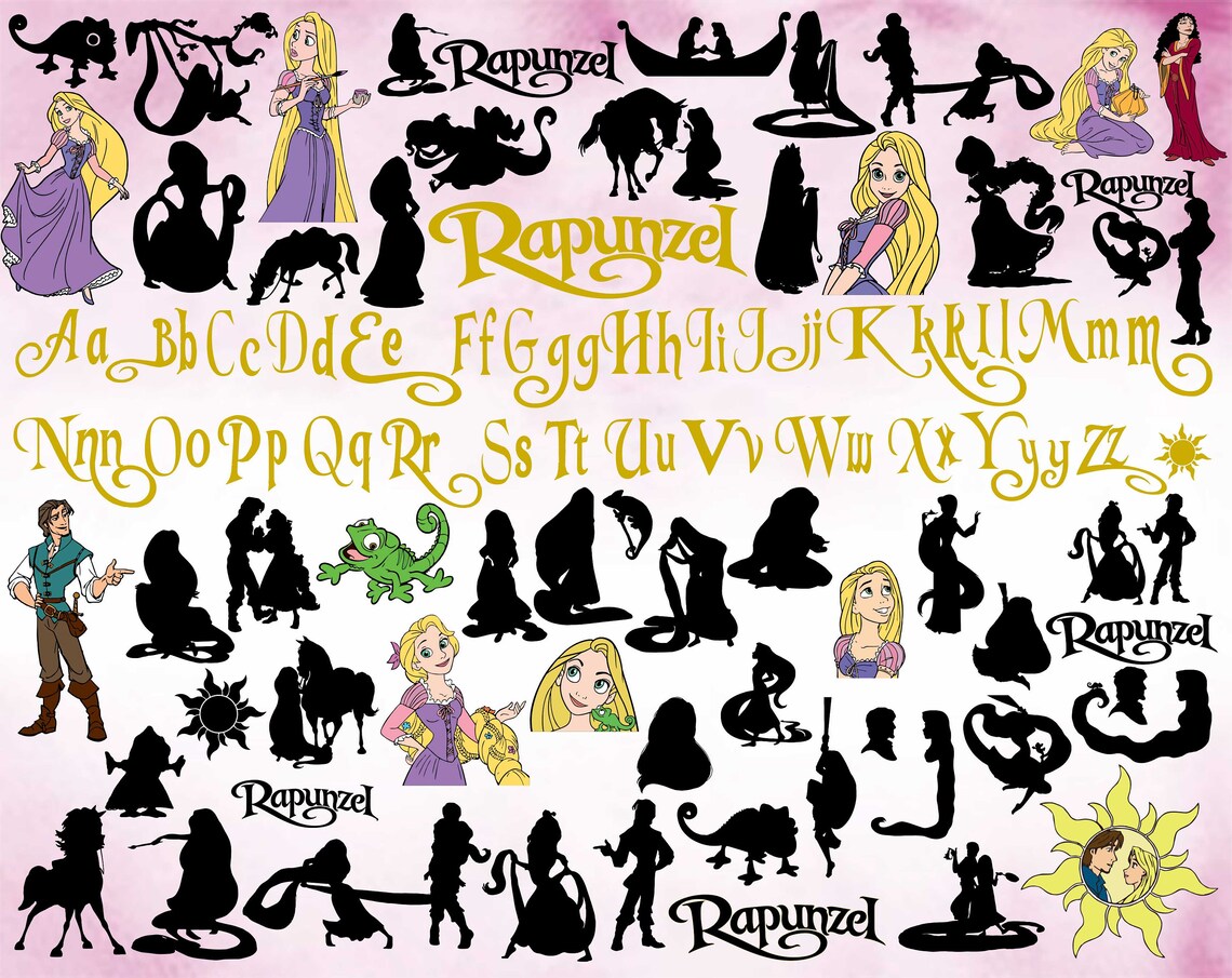 Tangled font svgpngdxfRapunzel bundle svgpngdxfDisney Etsy