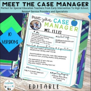 Special Education Forms Meet The Teacher Case Manager IEP Back To School Sped