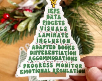 Christmas tree | Laptop Sticker | Teacher Sticker  | Special Education Teacher Gift ideas  Educator Decal Special Ed gift Special educator
