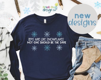 Snowflake IEP Special Education Teacher Shirts | Special Needs Holiday Shirt | Teacher Shirts Special Education | Special Ed Teacher Shirt