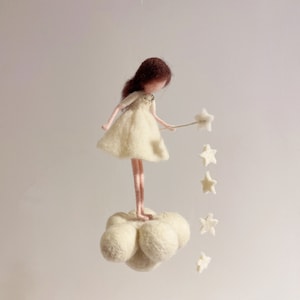 Needle Felted Angel  Figure Wishing Elf Girl Star Stick Home Décor Wall Décor Bedroom Decoration Car Accessory Gift for Her
