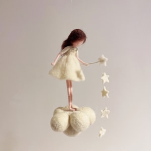 Needle Felted Angel  Figure Wishing Elf Girl Star Stick Home Décor Wall Décor Bedroom Decoration Car Accessory Gift for Her Fair/Tan Skin