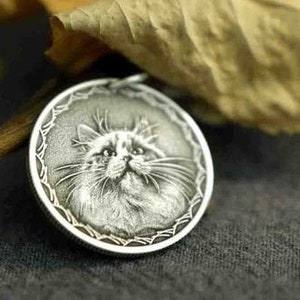 Custom 999 silver portrait coin, pendant, friend, pet, gift, tag, memorabilia, pet loss, decoration