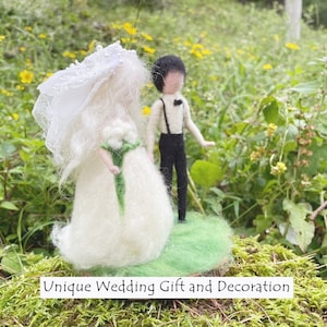 Needle Felted Figure Newlyweds Wedding Gift Wedding Decoration Home Décor Bedroom Decoration Gift for Her  Toy Ornament