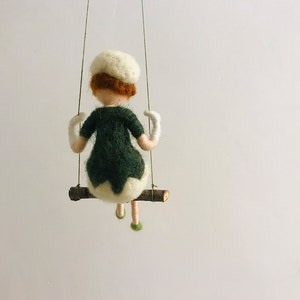 Needle Felted Angel Figure Angel Toy Elf Doll Elf Ornament Girl on Swing Home Décor Wall Décor Bedroom Decoration Car Accessory Gift for Her image 4