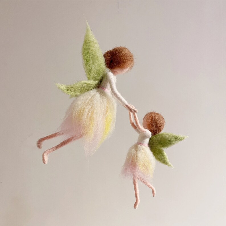 Needle Felted Figure Doll Ornament Girl and Mom Happy childhood Colourful Life Home Décor Wall Décor Bedroom Decoration Gift for Her Gift image 3