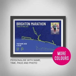 Brighton Marathon Print – Any Year - Personalised Brighton Marathon Gift - Brighton Marathon Course and Photo Print - Running Poster