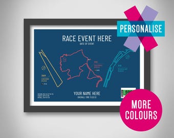 Personalised Triathlon Race Map Print: Ironman Achievement Gift