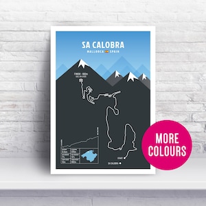 Sa Calobra Print - Majorca Cycling Poster - Mallorca Road Cycling Print - Sa Calobra Route and Climb Statistics