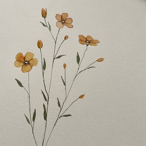 ORIGINAl 5x7 or 8x10 buttercup painting, watercolor art, floral art, wall and room decor, gift, floral art, yellow floral art, botanicals image 3