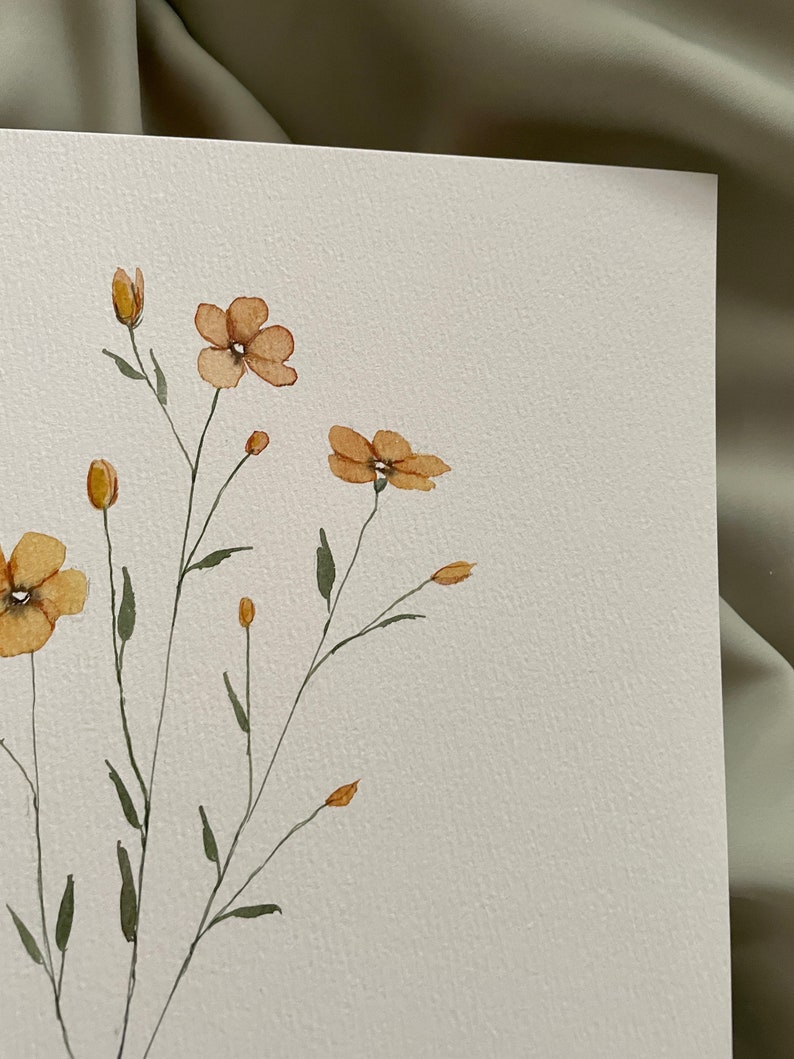 ORIGINAl 5x7 or 8x10 buttercup painting, watercolor art, floral art, wall and room decor, gift, floral art, yellow floral art, botanicals image 2