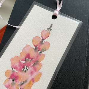 Hand painted original snapdragon bookmark, floral bookmark, bookmark, reading, gift, watercolor, original painting image 4