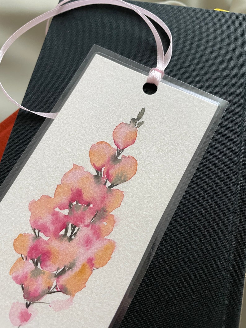 Hand painted original snapdragon bookmark, floral bookmark, bookmark, reading, gift, watercolor, original painting image 4