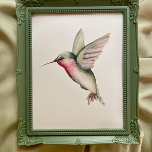 8x10 hummingbird illustration nature painting bird art room decor wall art framable painting gift for bird lover hummingbird art print