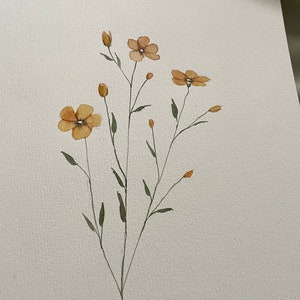 ORIGINAl 5x7 or 8x10 buttercup painting, watercolor art, floral art, wall and room decor, gift, floral art, yellow floral art, botanicals image 4