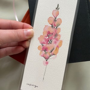 Hand painted original snapdragon bookmark, floral bookmark, bookmark, reading, gift, watercolor, original painting image 8