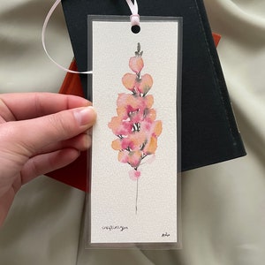 Hand painted original snapdragon bookmark, floral bookmark, bookmark, reading, gift, watercolor, original painting image 6