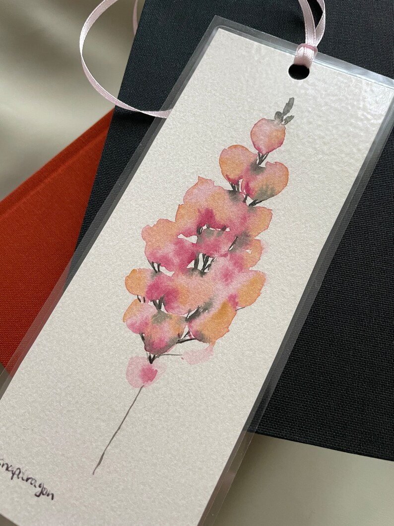 Hand painted original snapdragon bookmark, floral bookmark, bookmark, reading, gift, watercolor, original painting image 7