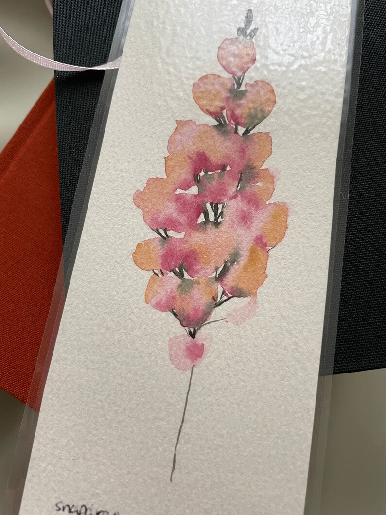 Hand painted original snapdragon bookmark, floral bookmark, bookmark, reading, gift, watercolor, original painting image 5