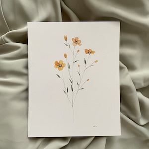 Original Buttercup Watercolor Painting: 5x7 or 8x10 Floral Botanical Art