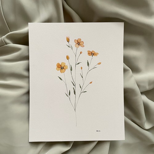 Aquarelle originale renoncule : art botanique floral 5 x 7 ou 8 x 10