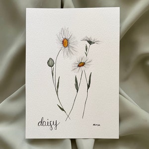 ORIGINAL watercolor daisy painting, hand painted artwork, floral painting, daisy art, watercolor flowers, mother's day gift, spring art