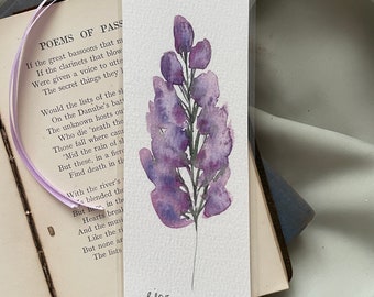 Lilac bookmark, bookmark, lilac, watercolor, florals, flowers, purple, purple flower