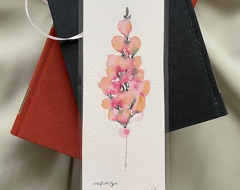 Hand painted original snapdragon bookmark, floral bookmark, bookmark, reading, gift, watercolor, original painting