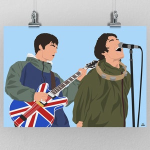 Poster degli Oasis - Liam Gallagher, Noel Gallagher. Heaton Park, Glastonbury e Maine Road.