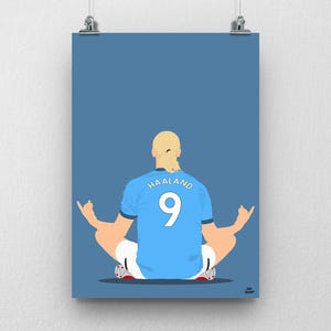 Erling Haaland Manchester City Poster, Football Print, Wall Art
