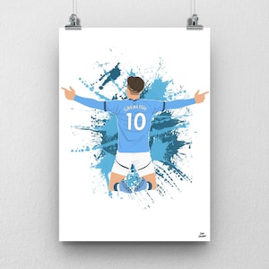 Jack Grealish poster Manchester City, voetbalprint, kunst aan de muur