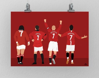 Man Utd Legends Number 7 Shirt Poster: Football Art Print