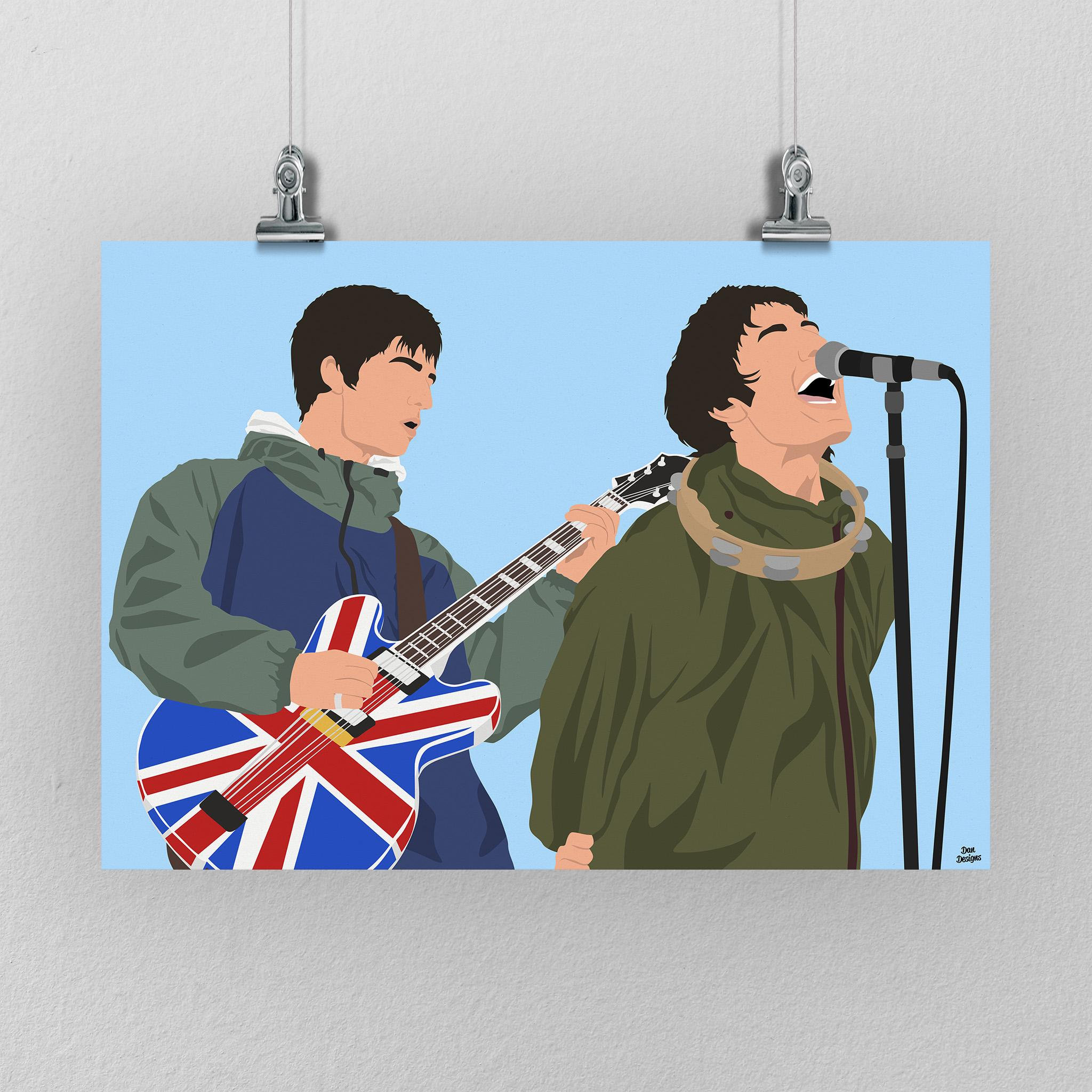 Oasis Poster - Liam Gallagher, Noel Gallagher Print. Heaton Park