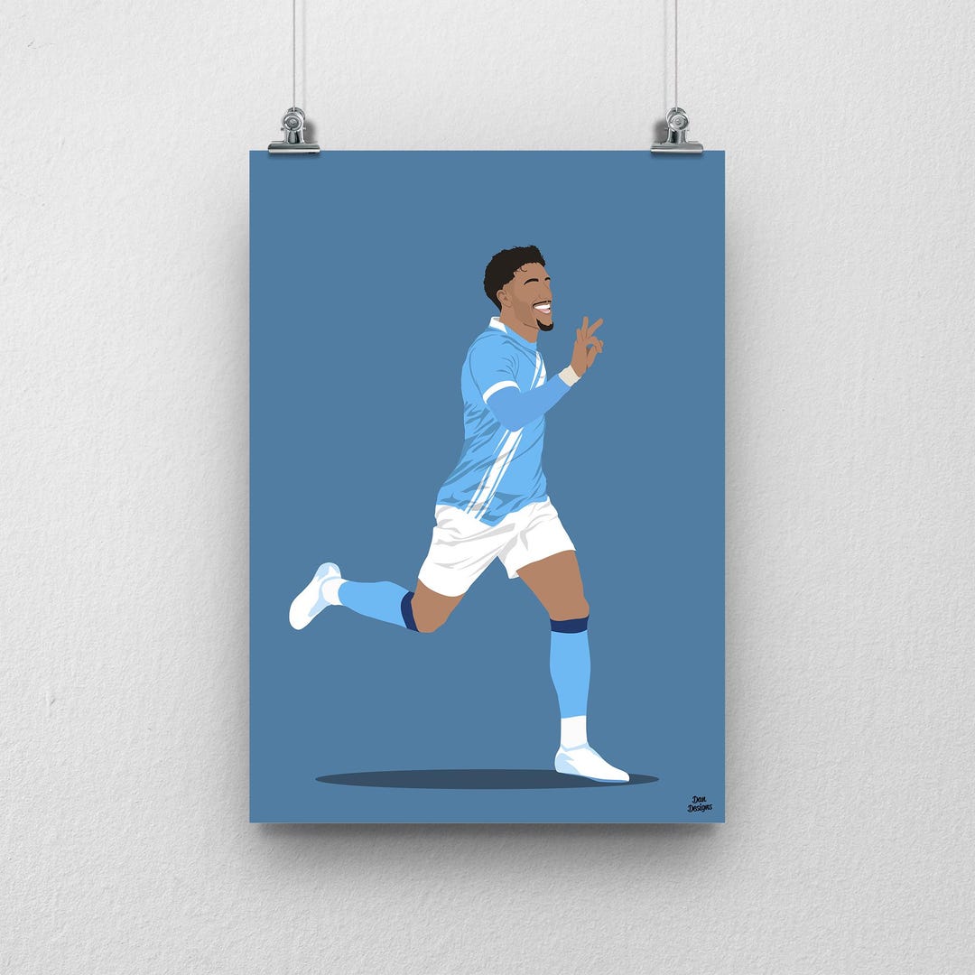 Omar Marmoush Manchester City Poster – Goal Celebration Print