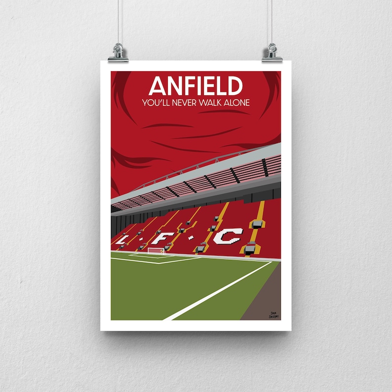 Anfield Poster - Liverpool Print / Football Poster Red Sky