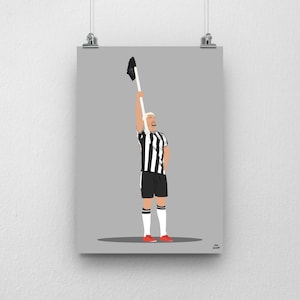 Bruno Guimaraes Corner Flag Print - Newcastle Utd Football Poster Gray