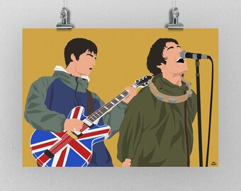Oasis Poster - Liam Gallagher, Noel Gallagher Print. Heaton Park