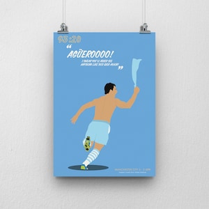 Sergio Aguero Print Man City 93:20 - Football Poster