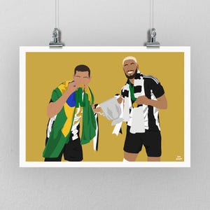 Newcastle Utd League Cup-afdruk: Joelinton & Bruno Guimaraes-voetbalposter