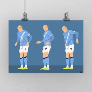 Erling Haaland Robot Celebration Manchester City Poster, Football Print, Wall Art