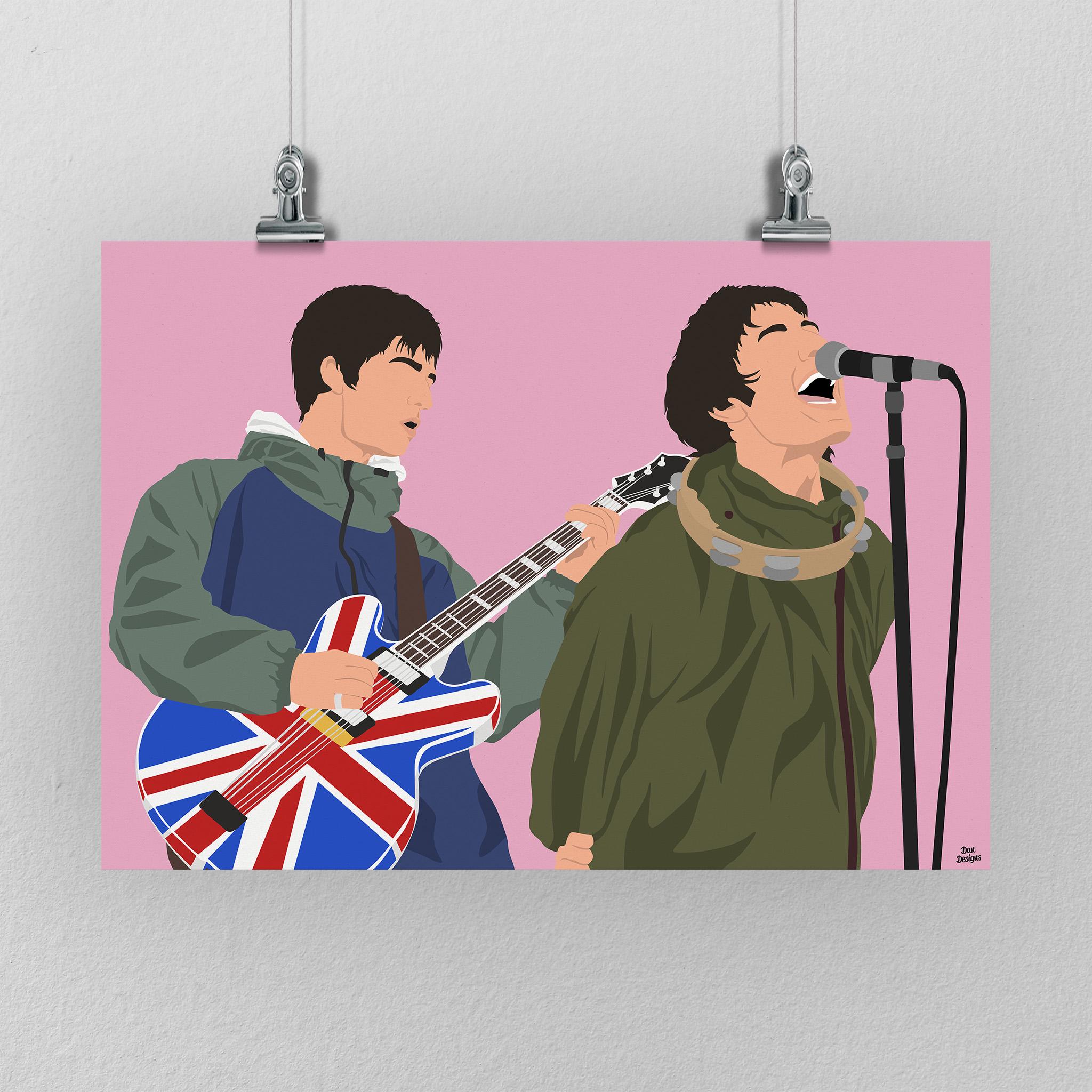 Oasis Poster - Liam Gallagher, Noel Gallagher Print. Heaton Park