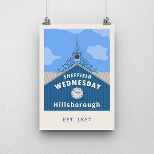 Hillsborough Stadium Clock Print - Sheffield Wednesday Football Poster