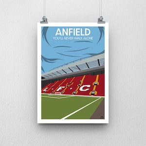 Anfield Poster - Liverpool Print / Football Poster Blue Sky