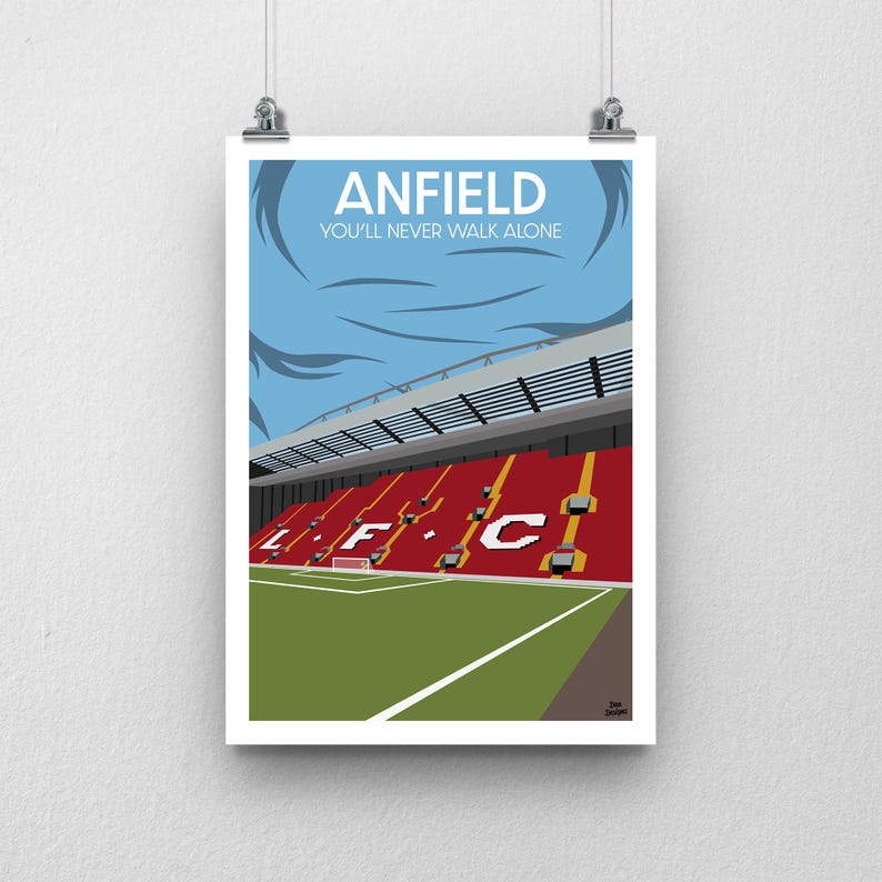 Anfield Poster - Liverpool Print / Football Poster Blue Sky