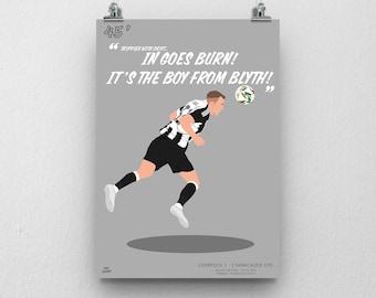 Impression Dan Burn - Affiche de football de Newcastle Utd, but de la Coupe de la Ligue