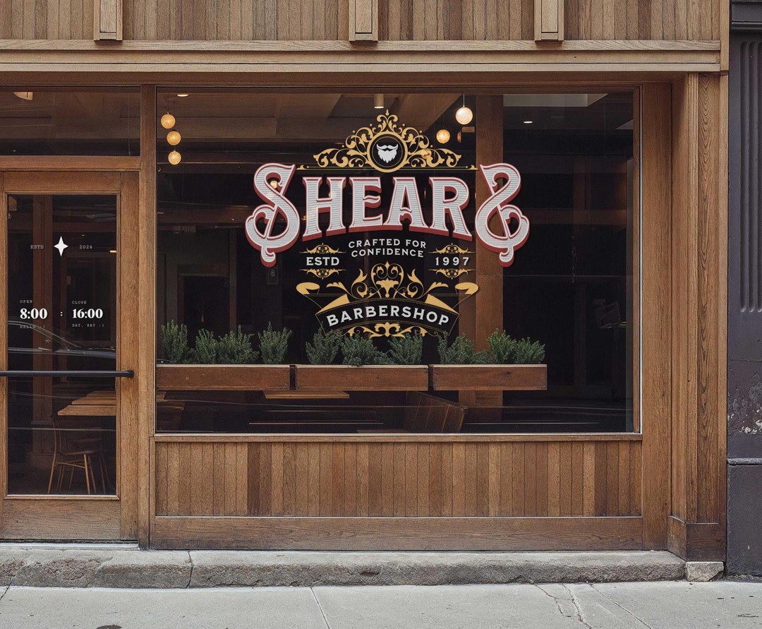 Barber Shop Storefront Decal, Personalized Barber Logo, Men's ...