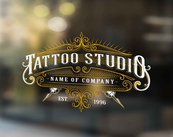 Personalized Tattoo Logo, Tattoo Studio Storefront Decal, Window Sticker, Tattoo Shop Custom Decal, Logo Vinyl, Piercing Shop Window Decal