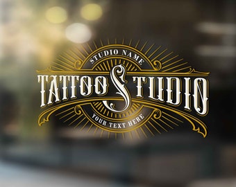 Tattoo Shop Custom Decal, Tattoo Studio Storefront Decal, Window Sticker, Logo Vinyl, Piercing Shop Wall Decal, Personalized Tattoo Logo