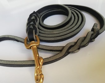 Handmade leather dog lead, black lead leash, leather lead, leather lead leash, English leather dog